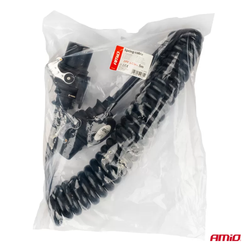 Spiralinis laidas TIR 2x 15 kontaktų 5m 24V AMIO-04382