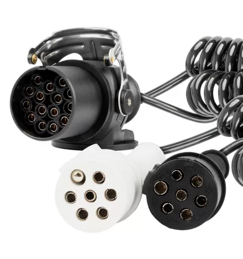 Spiralinis laidas TIR 2x 7 kontaktų 15 kontaktų, N/S tipo, 5m 24V AMIO-04381