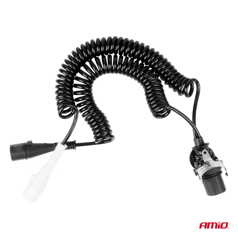 Spiralinis laidas TIR 2x 7 kontaktų 15 kontaktų, N/S tipo, 5m 24V AMIO-04381
