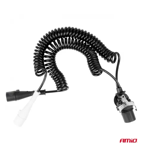 Spiralinis laidas TIR 2x 7 kontaktų 15 kontaktų, N/S tipo, 5m 24V AMIO-04381
