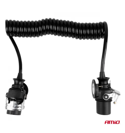 Spiralinis laidas TIR 2x 7 kontaktų, EBS tipo, 5m 24V AMIO-04383