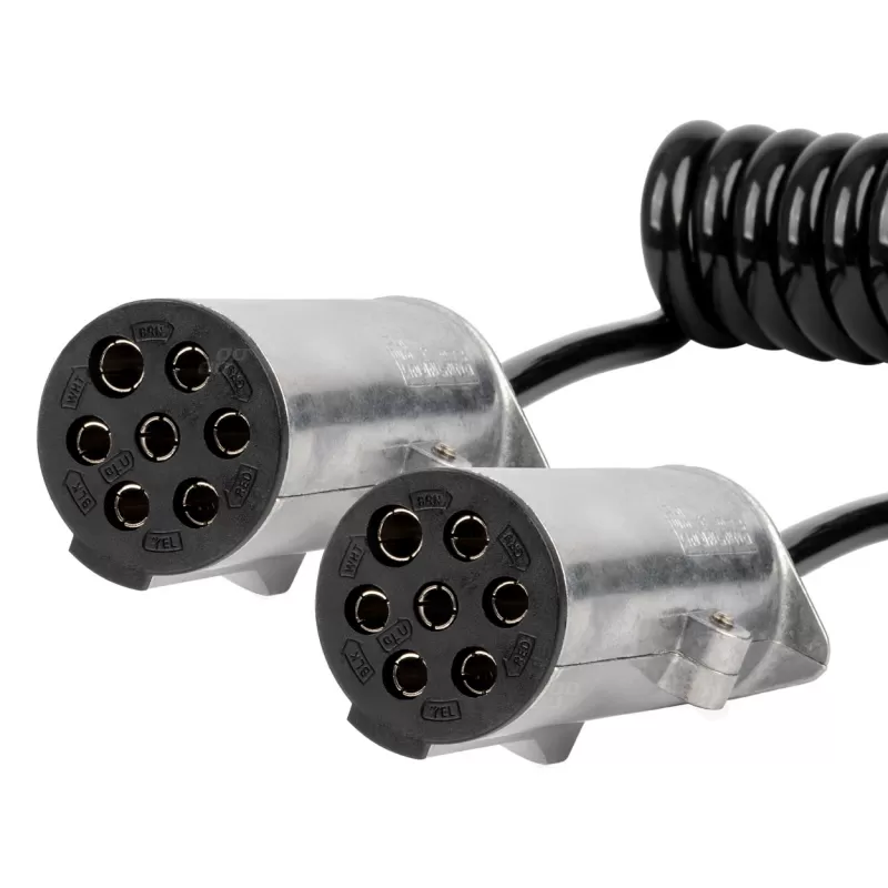 Spiralinis laidas TIR 2x 7 kontaktų, N tipo, 5m 24V AMIO-04379