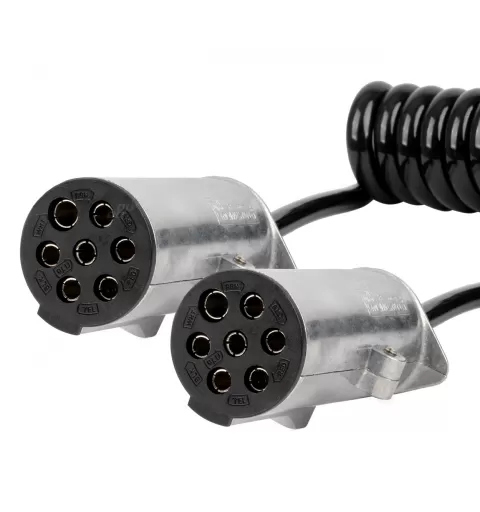 Spiralinis laidas TIR 2x 7 kontaktų, N tipo, 5m 24V AMIO-04379