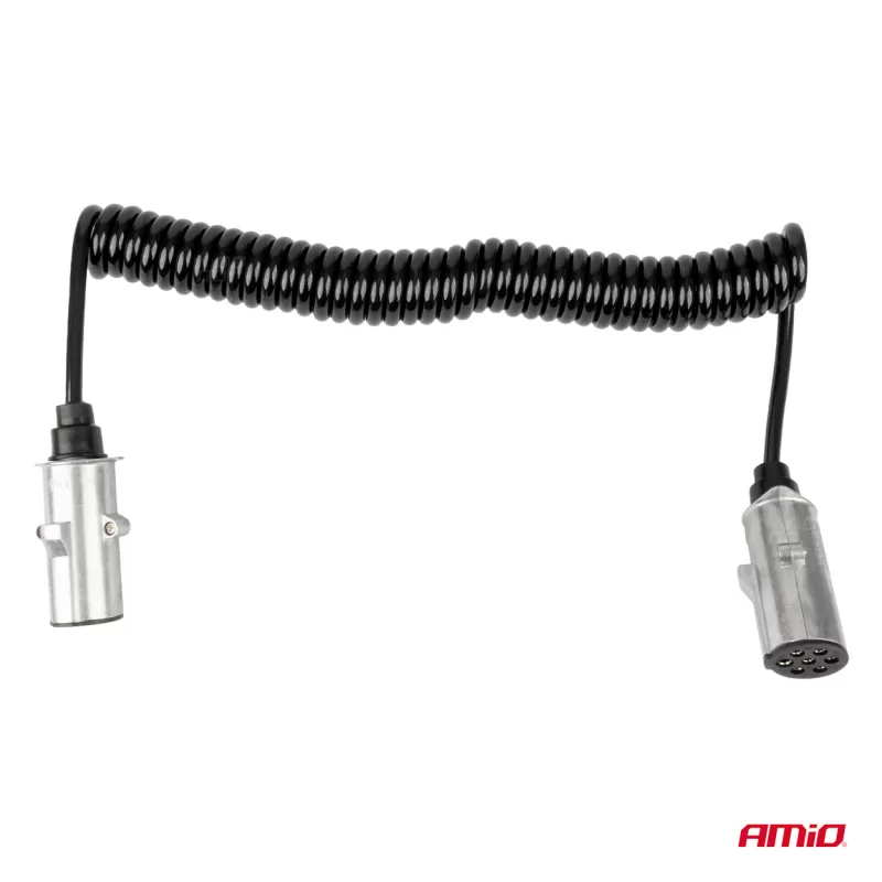 Spiralinis laidas TIR 2x 7 kontaktų, N tipo, 5m 24V AMIO-04379
