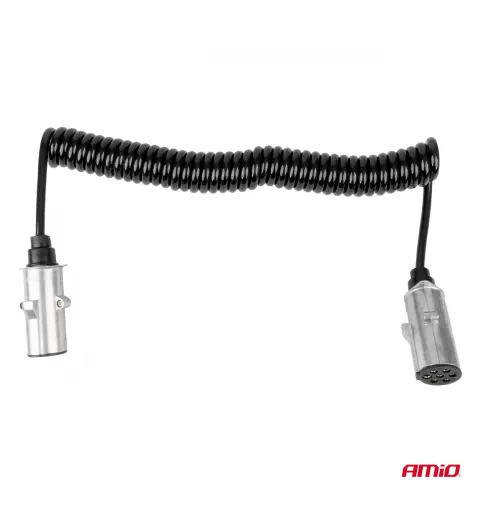 Spiralinis laidas TIR 2x 7 kontaktų, N tipo, 5m 24V AMIO-04379