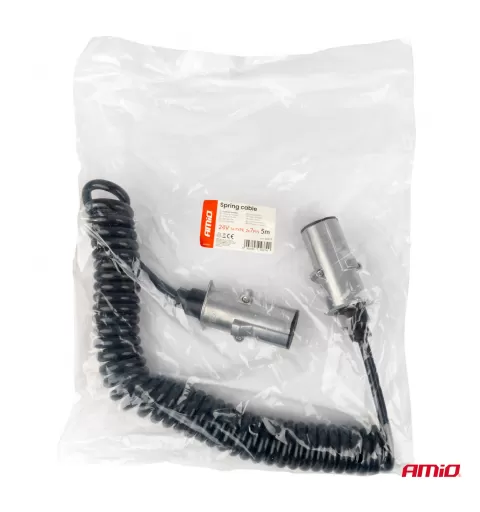 Spiralinis laidas TIR 2x 7 kontaktų, N tipo, 5m 24V AMIO-04379