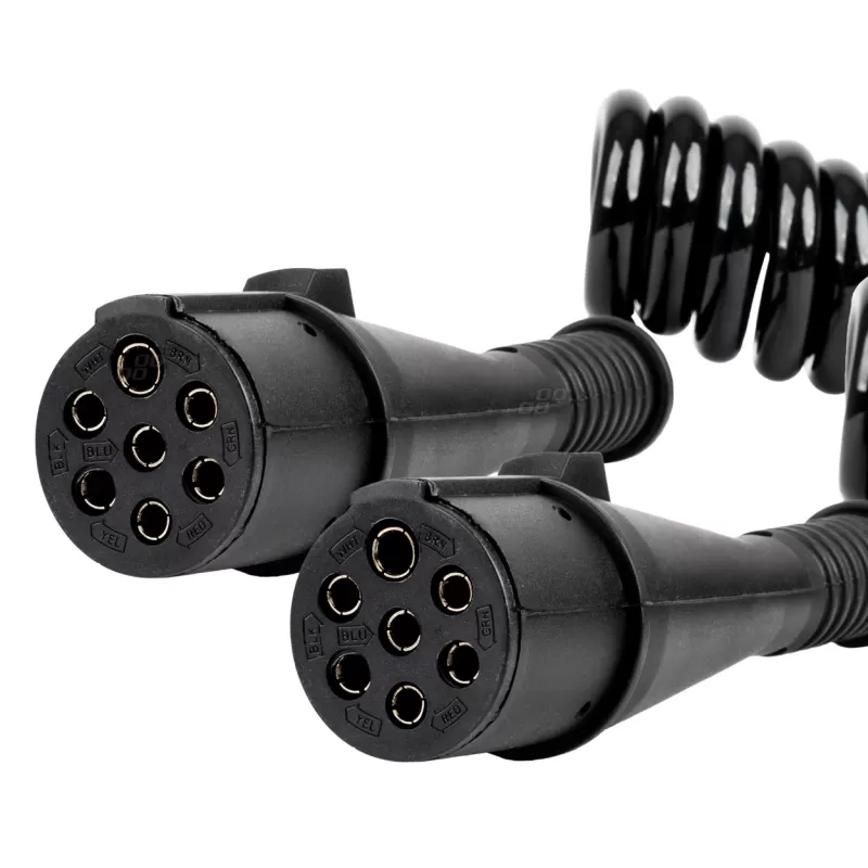 Spiralinis laidas TIR 2x 7 kontaktų, N tipo, 5m 24V AMIO-04380