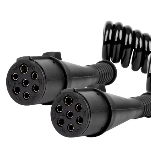 Spiralinis laidas TIR 2x 7 kontaktų, N tipo, 5m 24V AMIO-04380