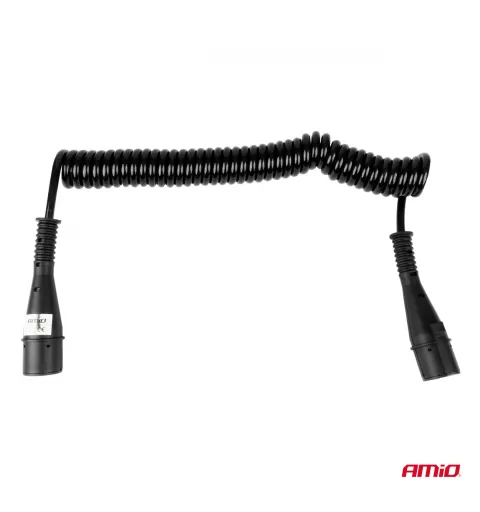 Spiralinis laidas TIR 2x 7 kontaktų, N tipo, 5m 24V AMIO-04380