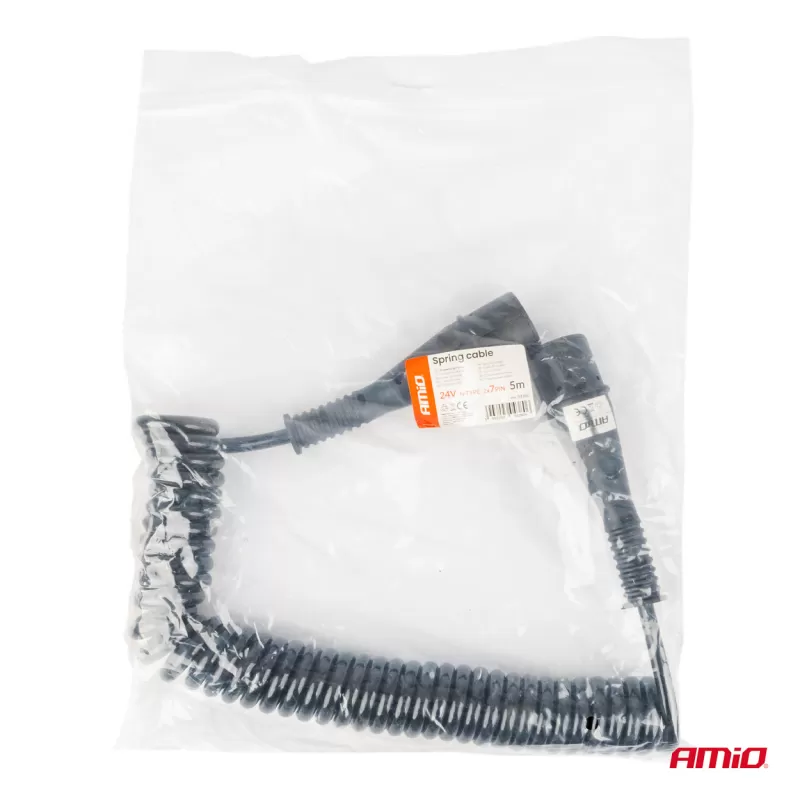 Spiralinis laidas TIR 2x 7 kontaktų, N tipo, 5m 24V AMIO-04380