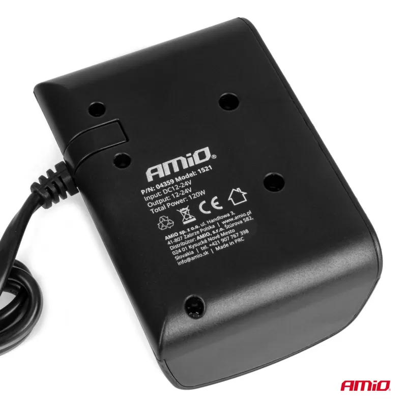 Trigubas prailgintuvo lizdas 12/24V 120W 80cm AMIO-04359