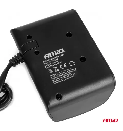 Trigubas prailgintuvo lizdas 12/24V 120W 80cm AMIO-04359