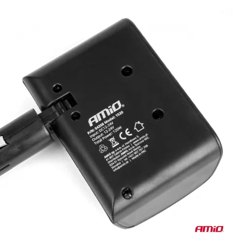 Trigubas prailgintuvo lizdas 12/24V 120W 90° AMIO-04358