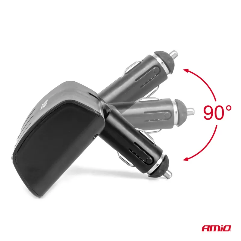 Trigubas prailgintuvo lizdas 12/24V 120W 90° AMIO-04358