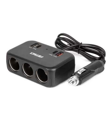 Trigubas prailgintuvo lizdo įkroviklis 1x USB A 1x USB C QC 4.0 12/24V 120W 80cm AMIO-04365