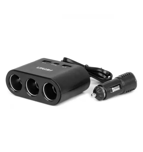 Trigubas prailgintuvo lizdo įkroviklis 2x USB A 1x USB C 12/24V 120W 70cm AMIO-04361