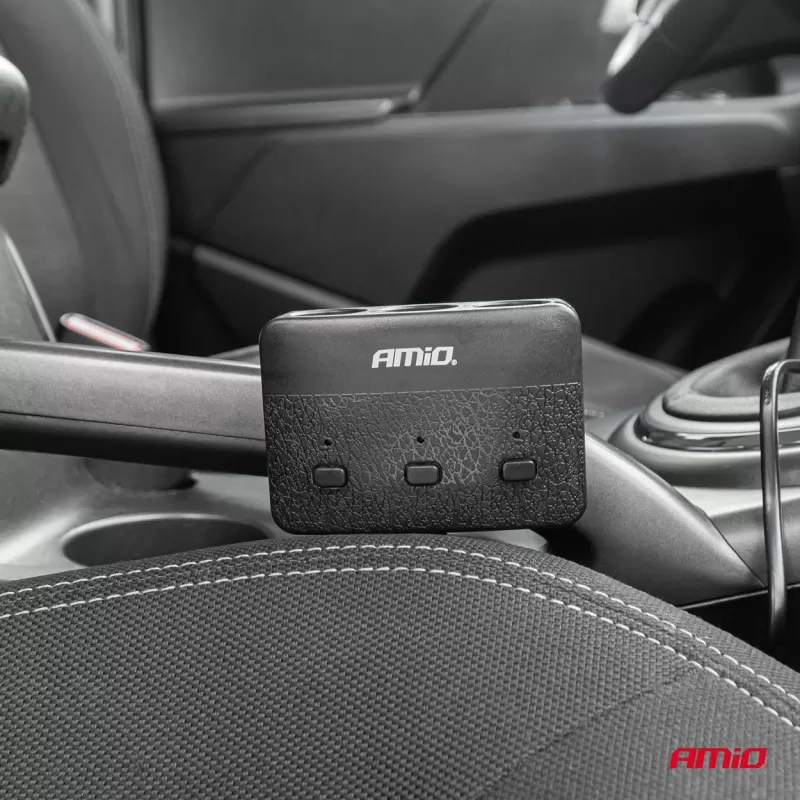 Trigubas prailgintuvo lizdo įkroviklis 2x USB A su ON/OFF mygtuku ir LED indikatoriumi 12/24V 100W 70cm AMIO-04363
