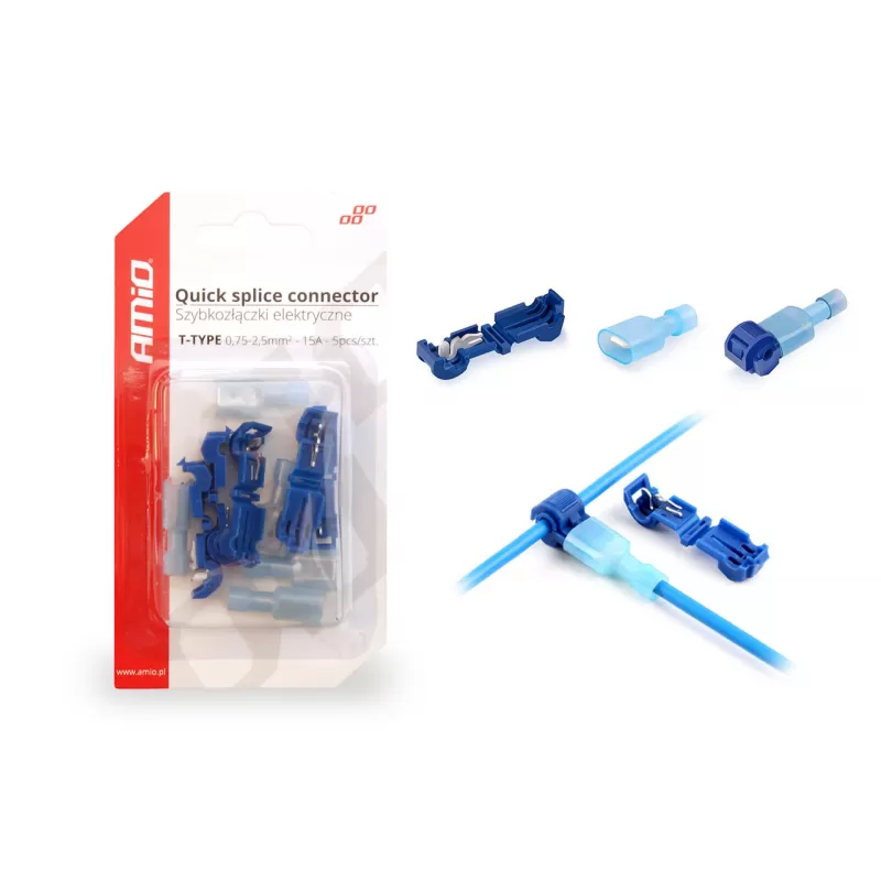T tipo greitosios jungties jungiklis 0,75-2,5mm² 15A, 5 vnt., blisteris