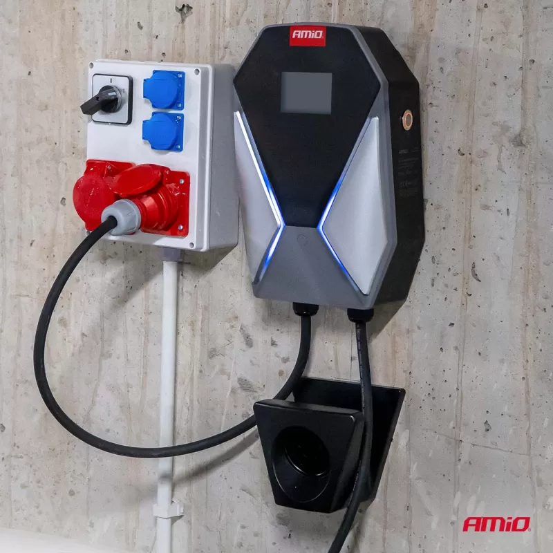 Sieninis elektromobilio įkroviklis, trifazis, 11kW 16A 400V AMIO-04842