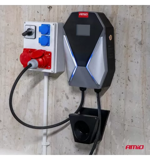 Sieninis elektromobilio įkroviklis, trifazis, 11kW 16A 400V AMIO-04842